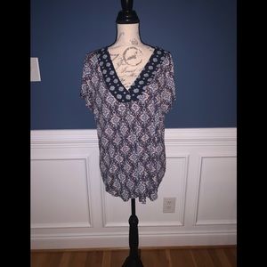 Leo & Nicole Paybian Contrast V Neck Knit Tee XXL